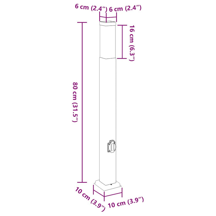 Stâlpi iluminatori cu priză, 3 buc., 80 cm, oțel inoxidabil, IP44 - WALTI WALTI