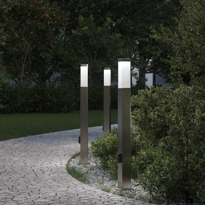 Stâlpi iluminatori cu priză, 3 buc., 80 cm, oțel inoxidabil, IP44 - WALTI WALTI