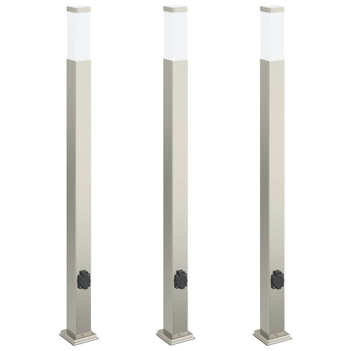 Stâlpi iluminatori cu priză, 3 buc., 110 cm, oțel inoxidabil, IP44 - WALTI WALTI