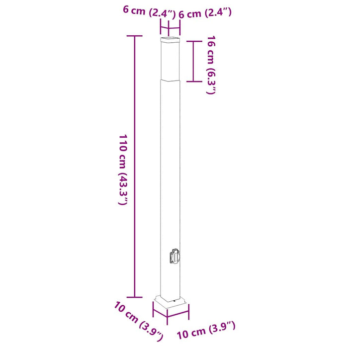 Stâlpi iluminatori cu priză, 3 buc., 110 cm, oțel inoxidabil, IP44 - WALTI WALTI