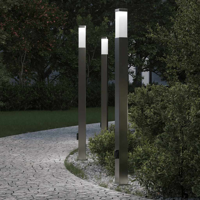 Stâlpi iluminatori cu priză, 3 buc., 110 cm, oțel inoxidabil, IP44 - WALTI WALTI