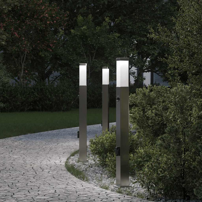 Stâlpi iluminatori cu senzor și priză, 3 buc., 80 cm, oțel inoxidabil, IP44 - WALTI WALTI