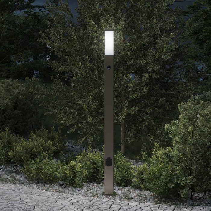 Stâlp luminos cu senzor și priză 110 cm oțel inoxidabil IP44 - WALTI WALTI