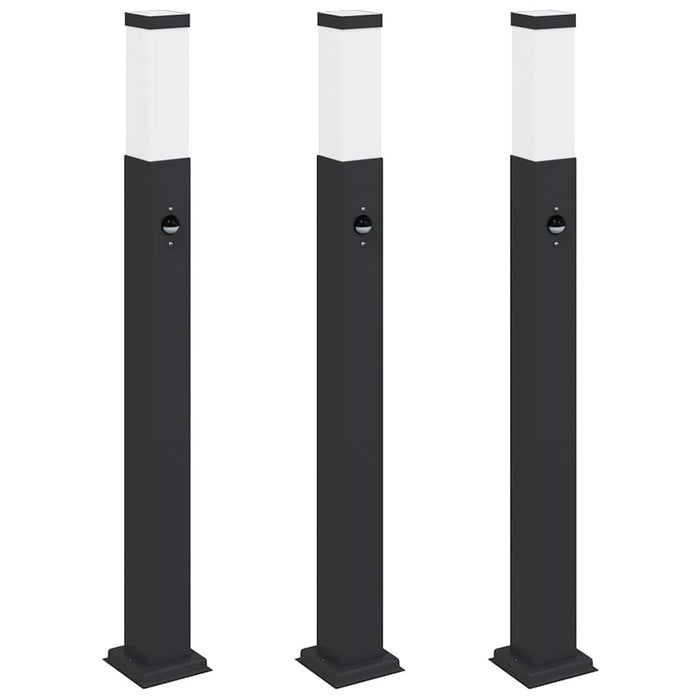 Stâlpi iluminatori cu senzor, 3 buc., 80 cm, negru, IP44 - WALTI WALTI