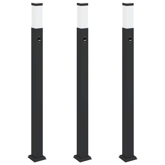 Stâlpi iluminatori cu senzor, 3 buc., 110 cm, negru, IP44 - WALTI WALTI