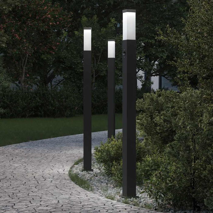 Stâlpi iluminatori cu senzor, 3 buc., 110 cm, negru, IP44 - WALTI WALTI