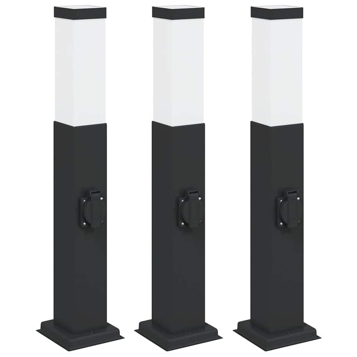 Stâlpi iluminatori cu priză, 3 buc., 50 cm, negru, IP44 - WALTI WALTI