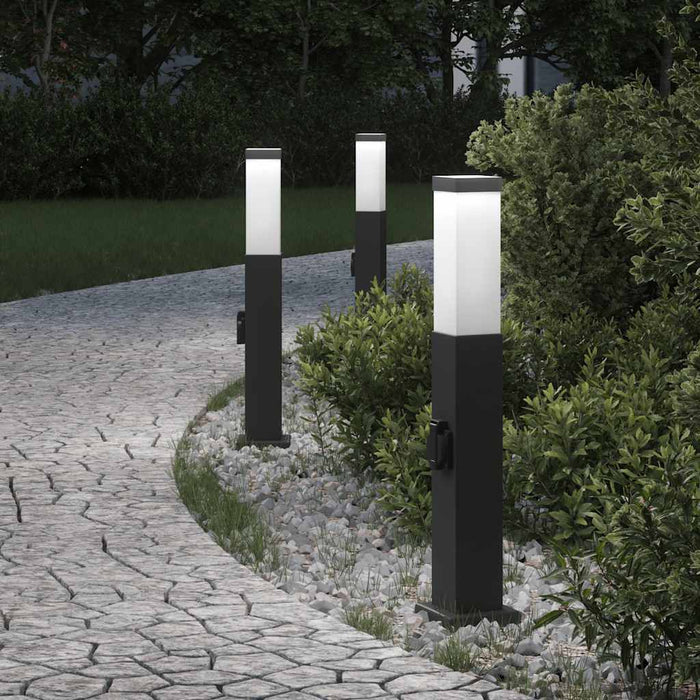 Stâlpi iluminatori cu priză, 3 buc., 50 cm, negru, IP44 - WALTI WALTI