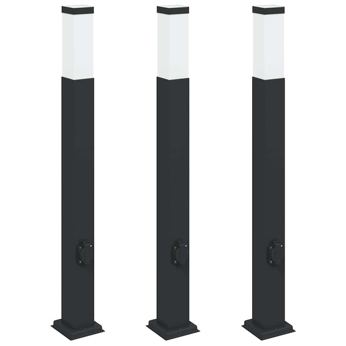 Stâlpi iluminatori cu priză, 3 buc., 80 cm, negru, IP44 - WALTI WALTI