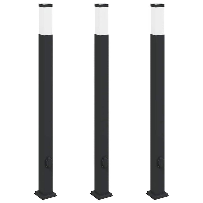 Stâlpi iluminatori cu priză, 3 buc., 110 cm, negru, IP44 - WALTI WALTI