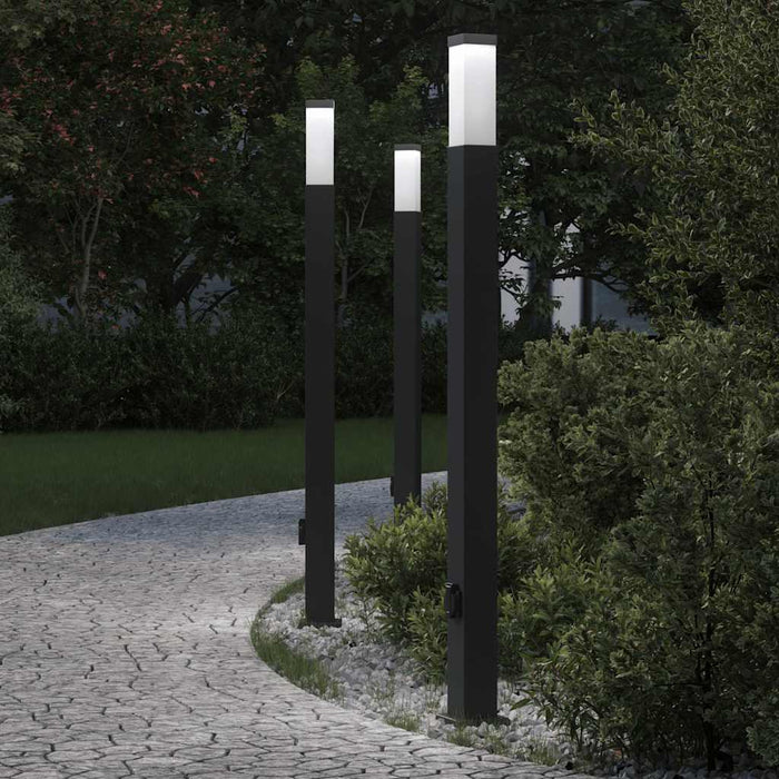 Stâlpi iluminatori cu priză, 3 buc., 110 cm, negru, IP44 - WALTI WALTI