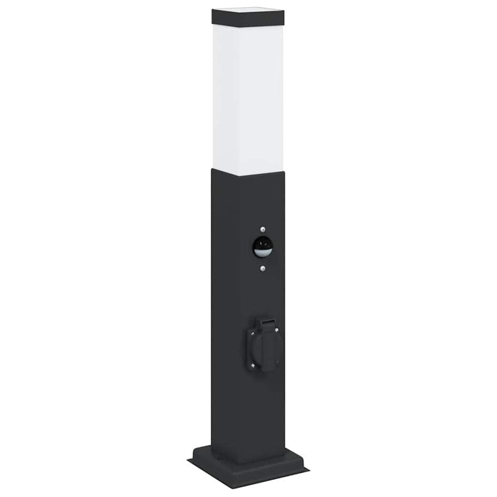 Stâlpi iluminatori cu senzor și priză, 3 buc., 50 cm, negru, IP44 - WALTI WALTI