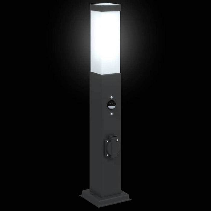 Stâlpi iluminatori cu senzor și priză, 3 buc., 50 cm, negru, IP44 - WALTI WALTI