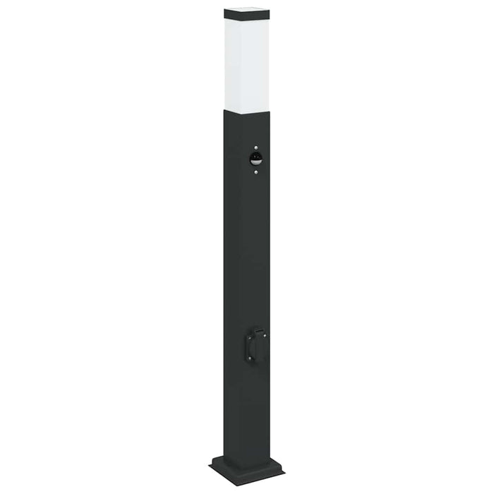 Stâlpi iluminatori cu senzor și priză, 3 buc., 80 cm, negru, IP44 - WALTI WALTI