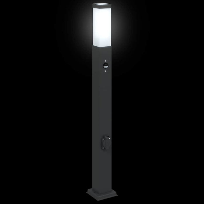 Stâlpi iluminatori cu senzor și priză, 3 buc., 80 cm, negru, IP44 - WALTI WALTI