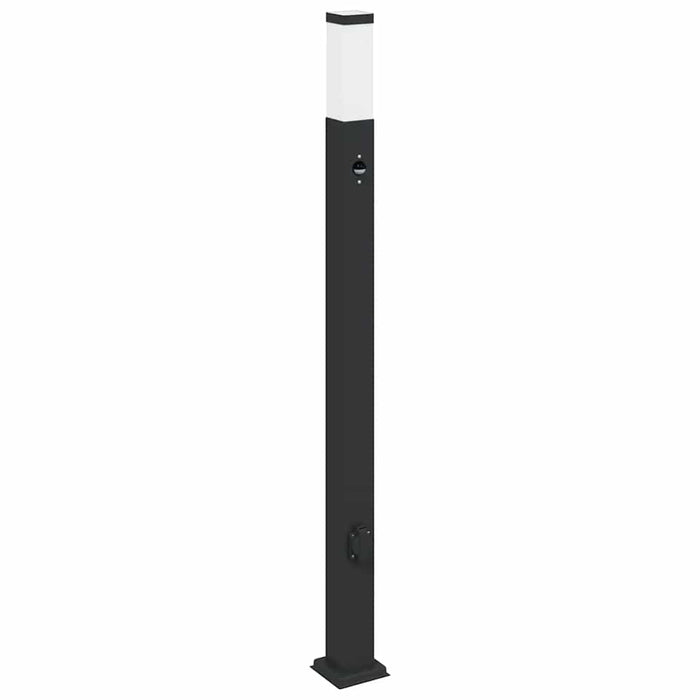 Stâlpi iluminatori cu senzor și priză, 3 buc., 110 cm, negru, IP44 - WALTI WALTI