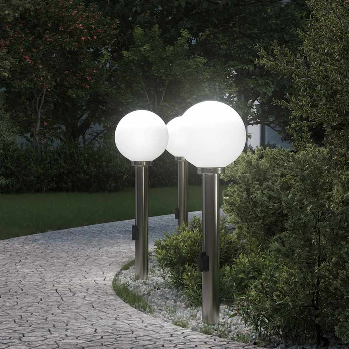 Stâlpi iluminatori cu priză, 3 buc., 80 cm, oțel inoxidabil, IP44 - WALTI WALTI