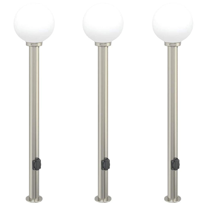 Stâlpi iluminatori cu priză, 3 buc., 120 cm, oțel inoxidabil, IP44 - WALTI WALTI