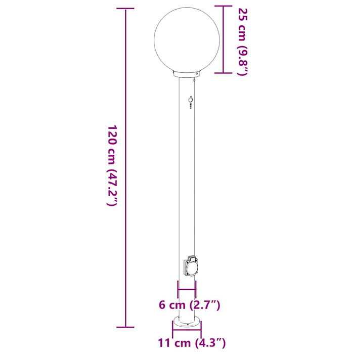 Stâlpi iluminatori cu senzor și priză, 3 buc., 120 cm, oțel inoxidabil, IP44 - WALTI WALTI