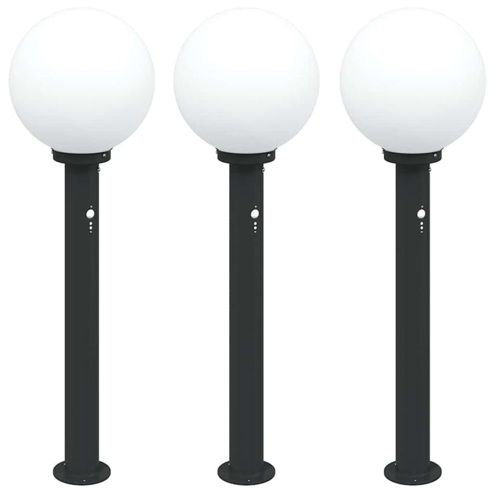 Stâlpi iluminatori cu senzor, 3 buc., 80 cm, negru, IP44 - WALTI WALTI