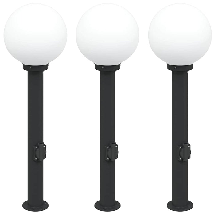 Stâlpi iluminatori cu priză, 3 buc., 80 cm, negru, IP44 - WALTI WALTI