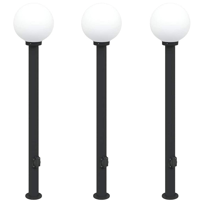 Stâlpi iluminatori cu priză, 3 buc., 120 cm, negru, IP44 - WALTI WALTI