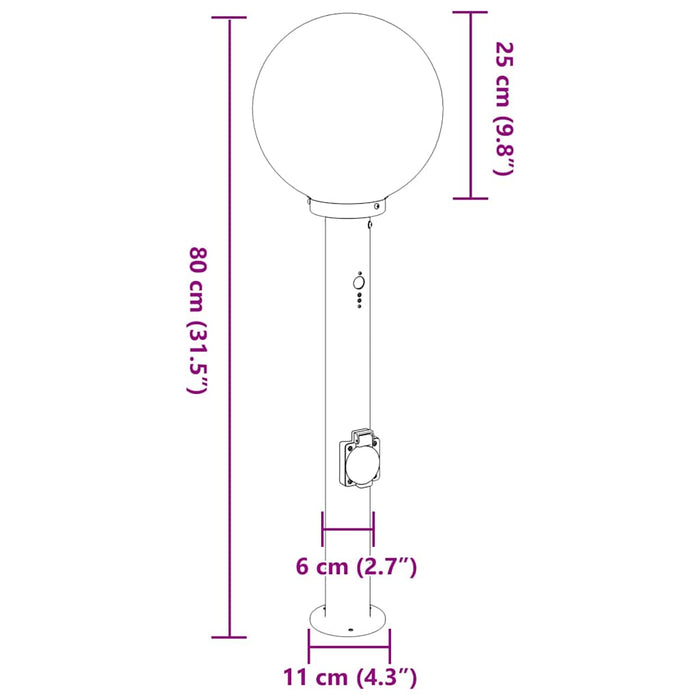 Stâlpi iluminatori cu senzor și priză, 3 buc., 80 cm, negru, IP44 - WALTI WALTI