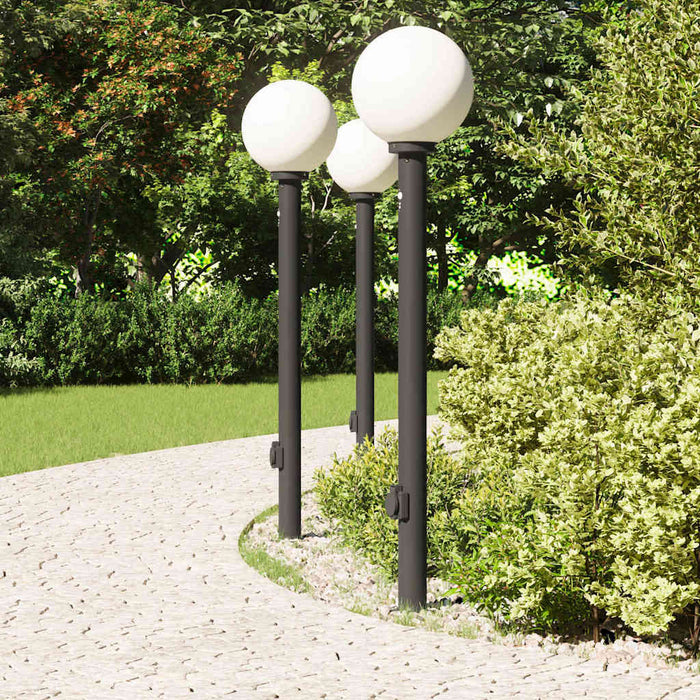 Stâlpi iluminatori cu senzor și priză, 3 buc., 120 cm, negru, IP44 - WALTI WALTI