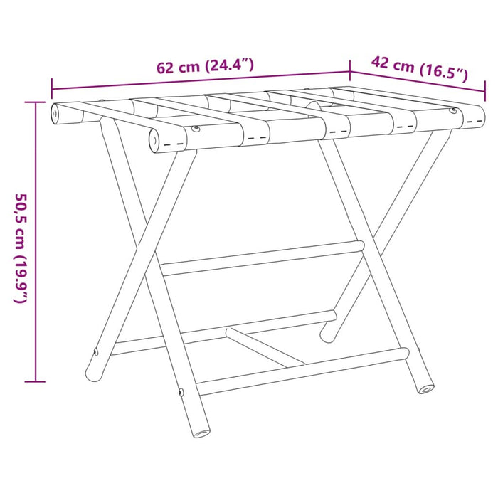 Suport pentru bagaje pliabil, 62x42x50,5 cm, bambus - WALTI WALTI
