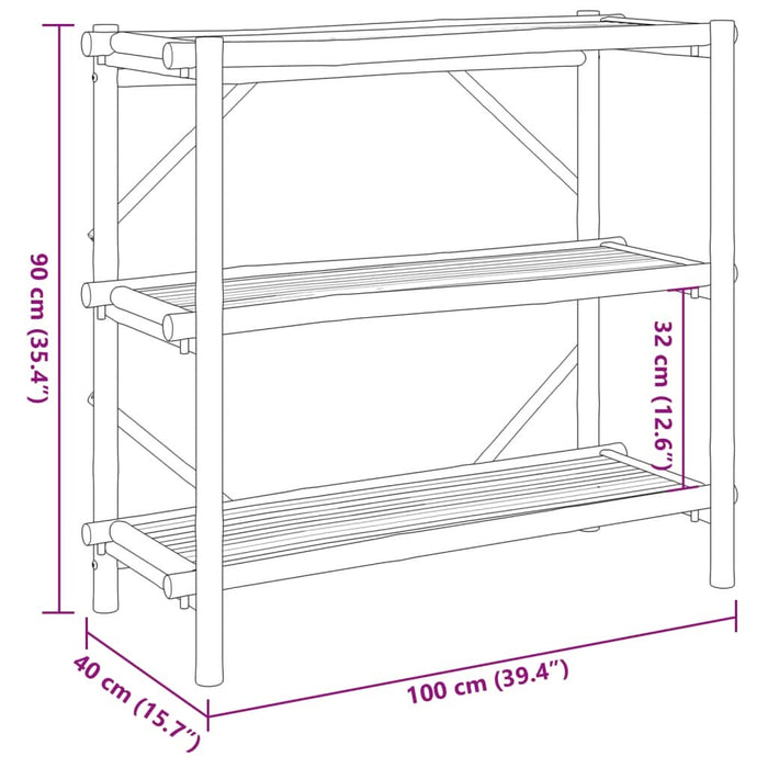 Raft cu 3 niveluri, 100x40x90 cm, bambus - WALTI WALTI
