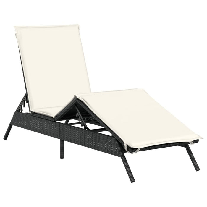 Șezlonguri de plajă cu perne, 2 buc., negru, poliratan - WALTI WALTI