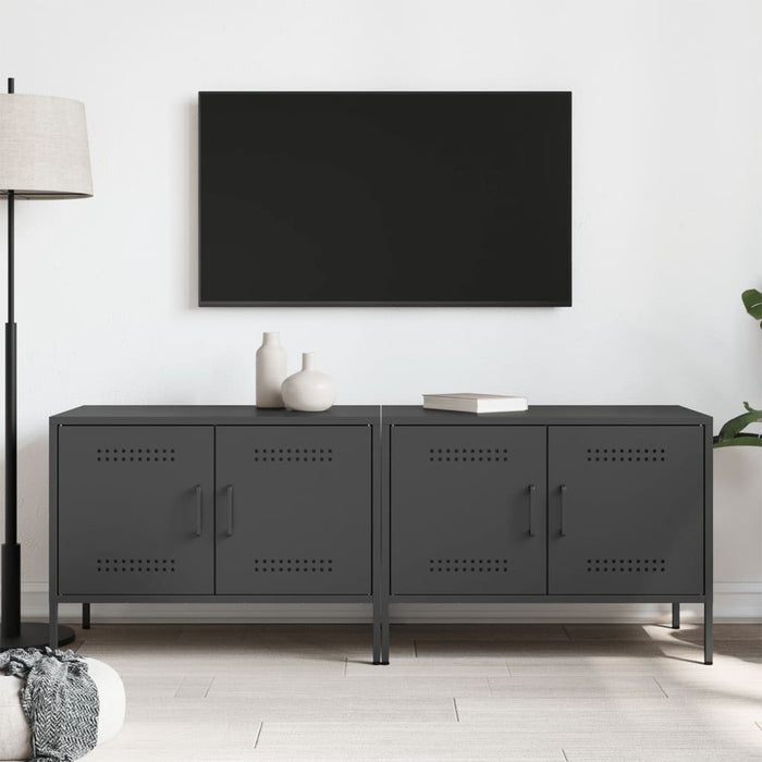 Dulapuri TV, 2 buc., negru, 68x39x50,5 cm, oțel WALTI