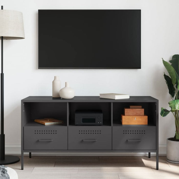 Dulap TV, negru, 100,5x39x50,5 cm, oțel laminat la rece - WALTI WALTI