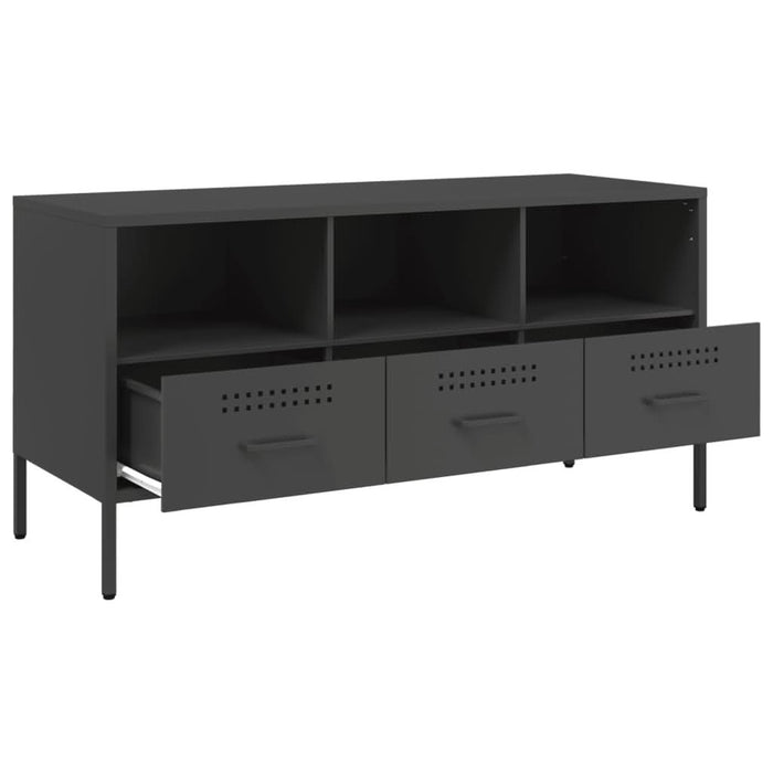 Dulap TV, negru, 100,5x39x50,5 cm, oțel laminat la rece - WALTI WALTI