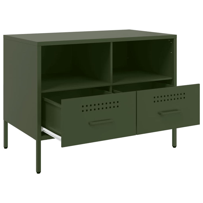 Dulapuri TV, 2 buc., verde măsliniu, 68x39x50,5 cm, oțel WALTI