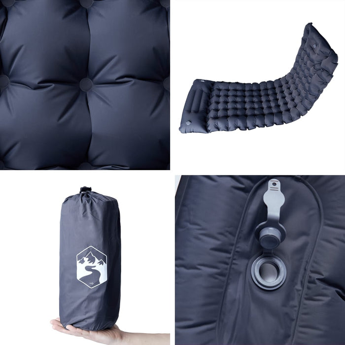 Saltea de camping auto-gonflabilă, cu pernă, 1 persoană, gri - WALTI WALTI