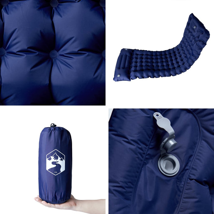 Saltea de camping auto-gonflabilă cu pernă 1 persoană bleumarin - WALTI WALTI