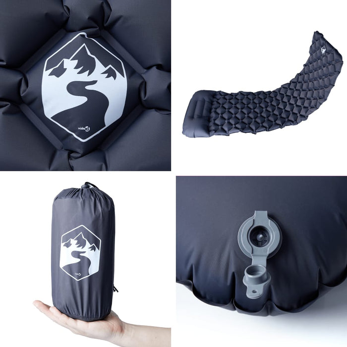 Saltea de camping gonflabilă, cu pernă, 1 persoană, gri - WALTI WALTI