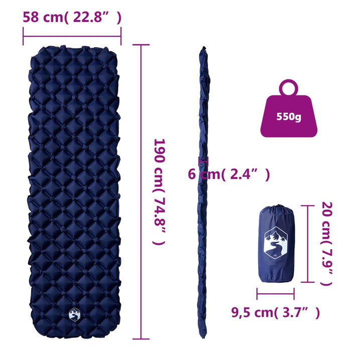 Saltea gonflabilă de camping 1 persoană, bleumarin, 190x58x6 cm - WALTI WALTI