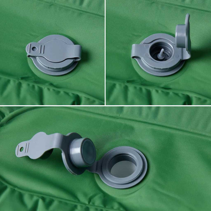 Saltea camping auto-gonflabilă, cu pernă, 1 persoană, verde - WALTI WALTI