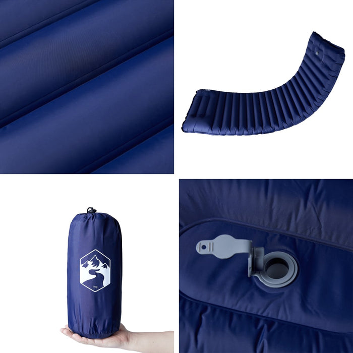 Saltea de camping auto-gonflabilă cu pernă 1 persoană bleumarin - WALTI WALTI