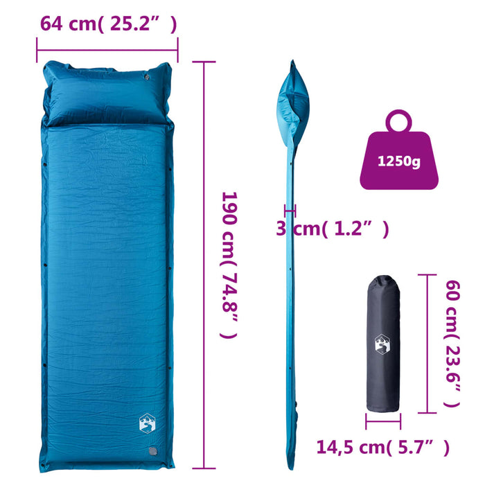 Saltea de camping gonflabilă cu pernă, 1 persoană, turcoaz - WALTI WALTI