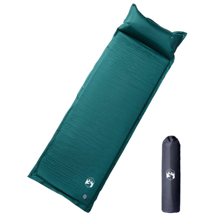 Saltea camping auto-gonflabilă, cu pernă, 1 persoană, verde - WALTI WALTI