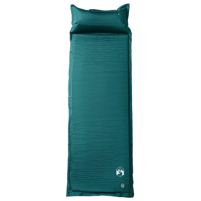 Saltea camping auto-gonflabilă, cu pernă, 1 persoană, verde - WALTI WALTI