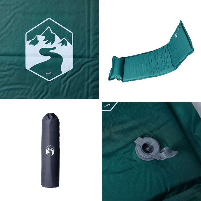 Saltea camping auto-gonflabilă, cu pernă, 1 persoană, verde - WALTI WALTI