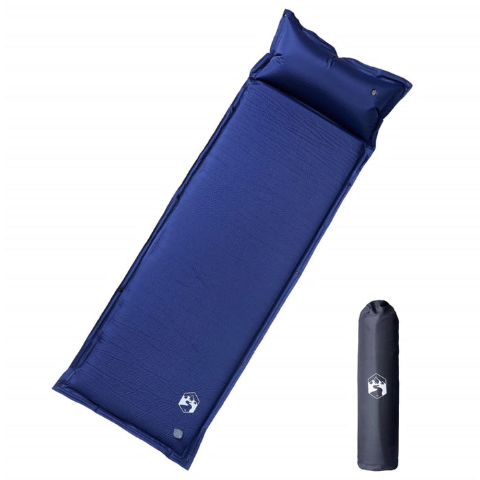 Saltea de camping auto-gonflabilă cu pernă 1 persoană bleumarin - WALTI WALTI