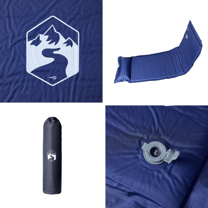 Saltea de camping auto-gonflabilă cu pernă 1 persoană bleumarin - WALTI WALTI