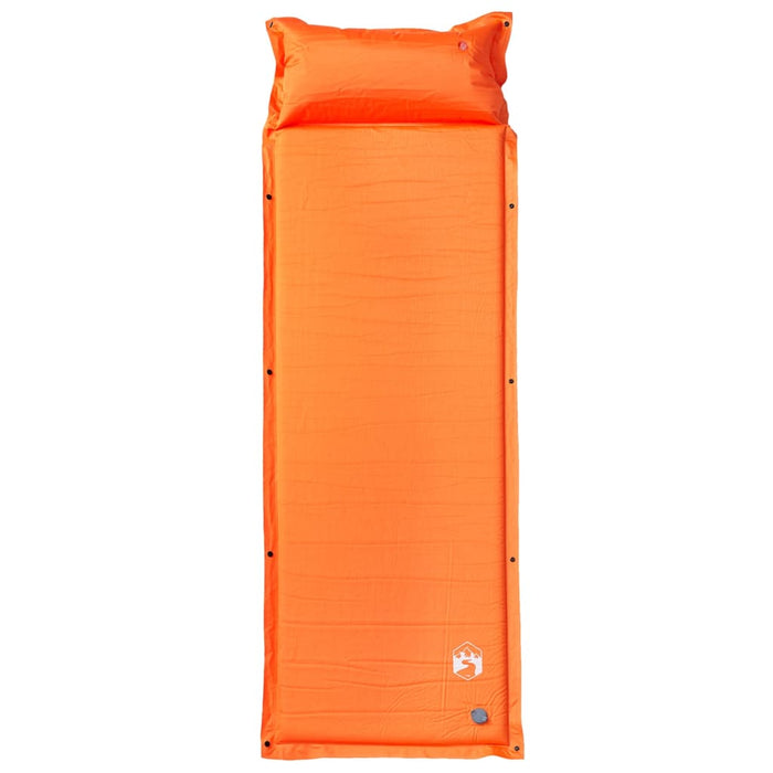 Saltea camping auto-gonflabilă cu pernă, 1 persoană, portocaliu - WALTI WALTI