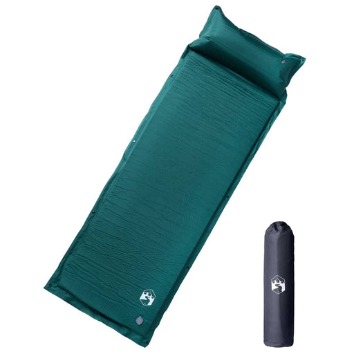 Saltea camping auto-gonflabilă, cu pernă, 1 persoană, verde - WALTI WALTI