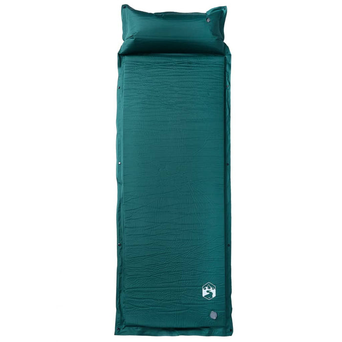Saltea camping auto-gonflabilă, cu pernă, 1 persoană, verde - WALTI WALTI